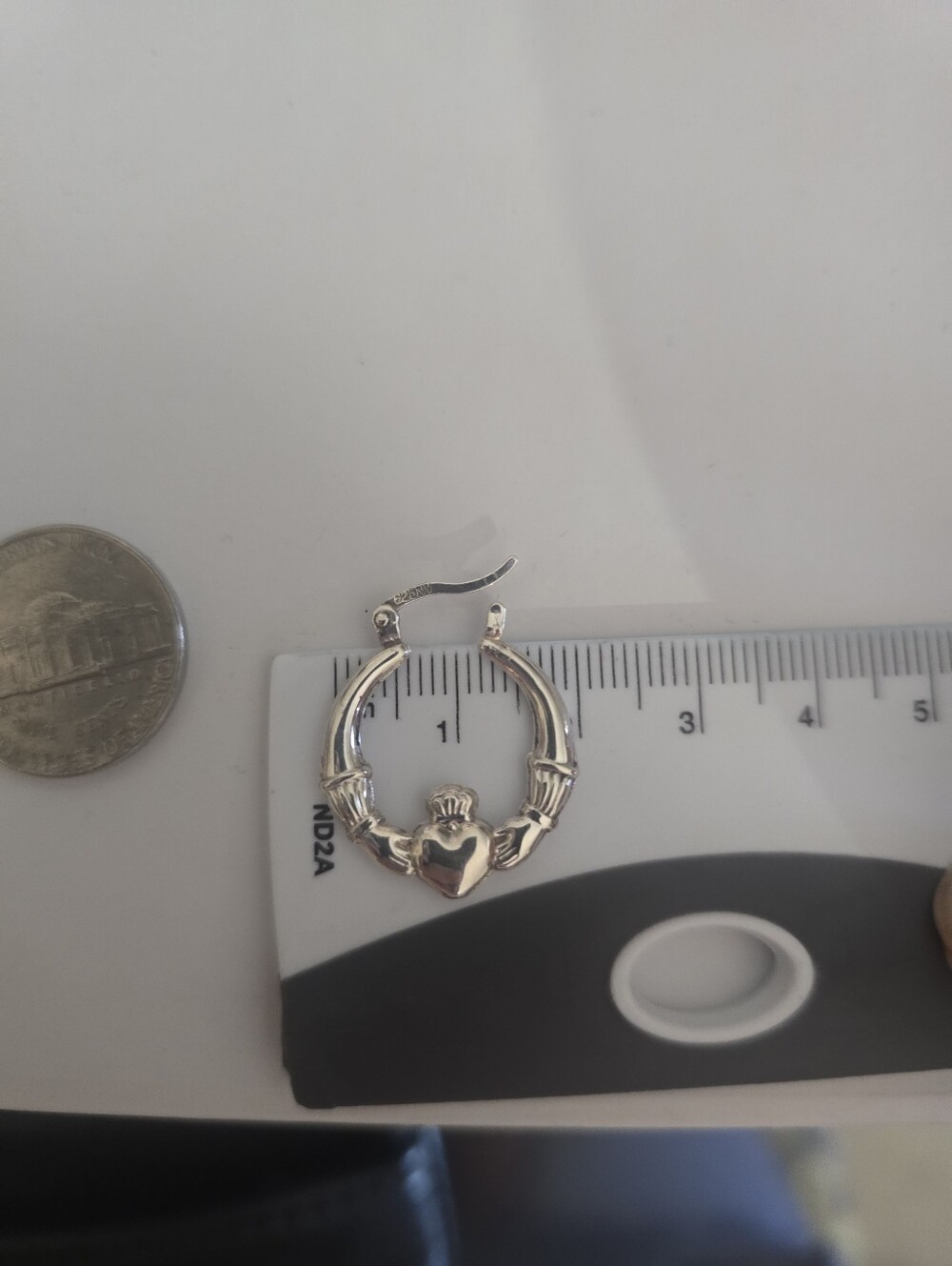 925 Silver Irish Claddagh Hoop Earrings - Picture 6 of 8